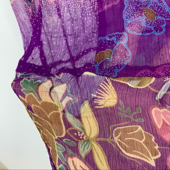 Urban Outfitters Kimchi & Blue Sheer Silk Floral Sleeveless V-Neck Tunic Blouse - Picture 7 of 16